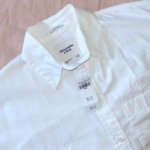 NWT Abercrombie & Fitch Oversized Short-Sleeve Poplin Button-Up Shirt